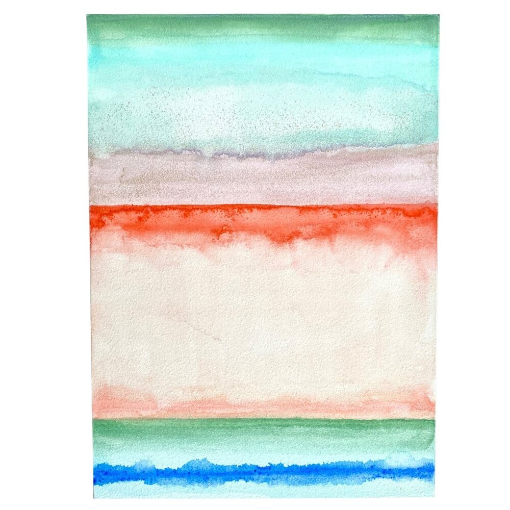 Art Original Cloud Line Watercolor Mixed Media Painting on 5x7in AquaBord Panel